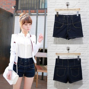 2012 elegant all-match high waist denim shorts blue jeans y9221