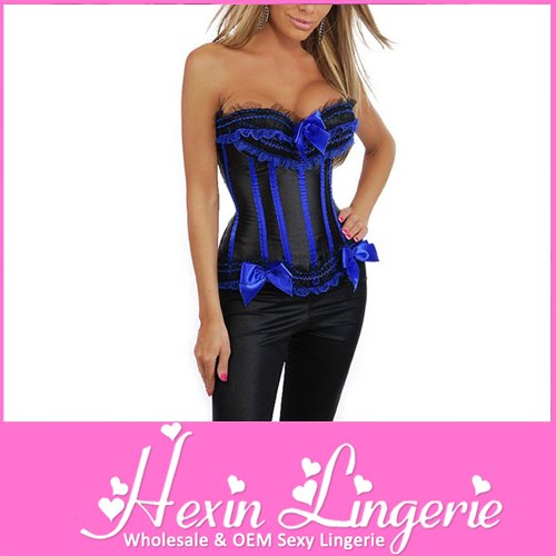 2012 Elegant Blk & Blue Corset and bustiers,Hot Sexy Corselet for Women LB4224 + Wholesale Discount + Cheap Price