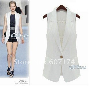 2012 European style&High quality stylish women business skinny Waistcoat&Vest Jacket,casual outwear,Asian:S-L,Black/White,#1146