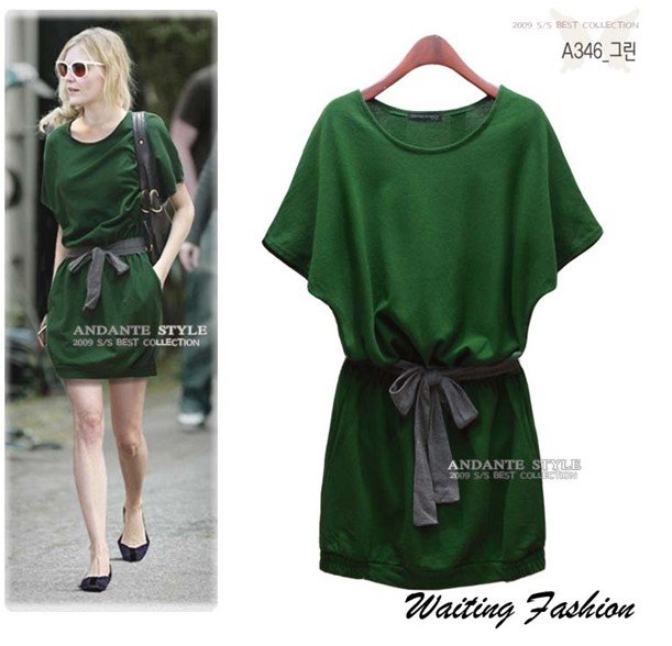 2012  European style summer women's one piece dress casual slim fit  plus size  dress with belt