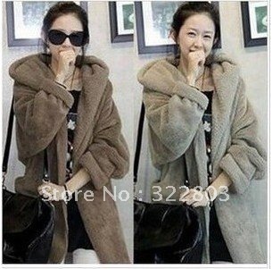 2012 fall and winter clothes new casual loose ladies' cloak hooded plush thick warm coat