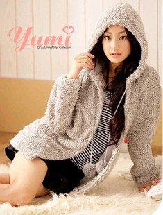 2012 fall and winter clothes new casual loose ladies' cloak hooded plush thick warm coat  Woman