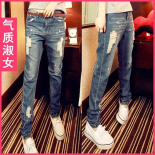 2012 fall new arrival hole pants holes jean pants / Street style knee cat claw tear loose pants