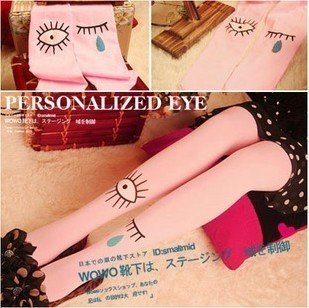 2012 Fall New! (Min.order 15$ mix) 120DKorea style fashion Big eyes  tights eyelash tear pantyhose for women Tights pantyhose