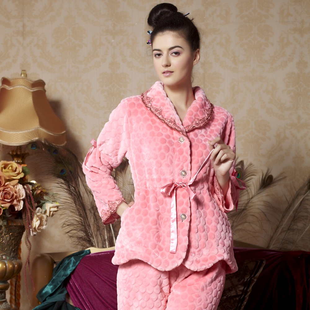 2012 fanny autumn and winter new arrival fashion noble super soft coral fleece sleep set lounge sleepwear