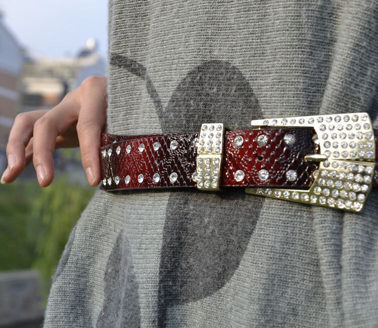 2012 Fashion all-match women's genuine leather diamond belt women's genuine leather belt rhinestone strap