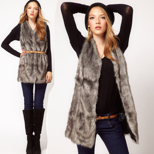 2012 fashion asos fashion vest medium-long faux wool vest women's outerwear