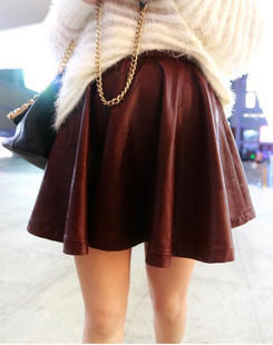 2012 fashion autumn and winter vintage leather skirt short skirt bust skirt