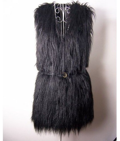 2012 Fashion Black Faux Fur Short Women's Long Waistcoat Vest