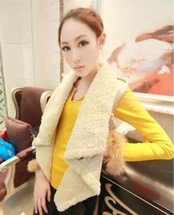 2012 fashion casual the casualness all-match suede fabric berber fleece vest small vest 3