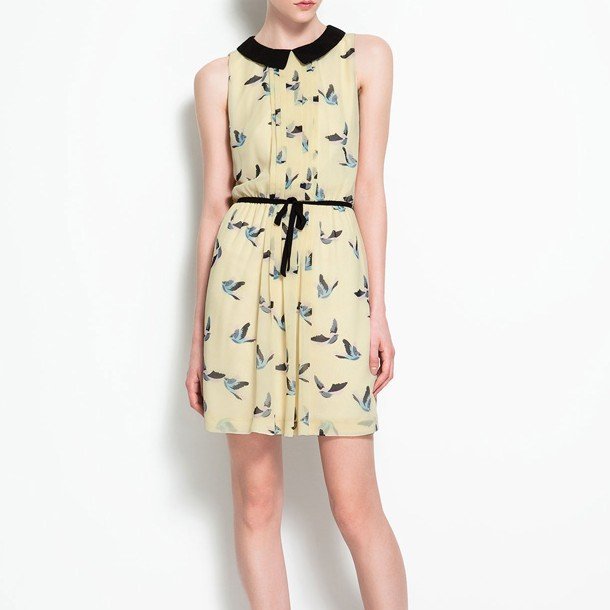 2012 Fashion Chiffon Women Dress, Lady dress, birdsdisign, 3 Sizes, Beige, free shipping [Retail & Wholesale]