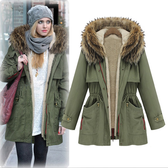 2012 fashion clothes raccoon fur wadded jacket fur collar the disassemblability berber fleece lining