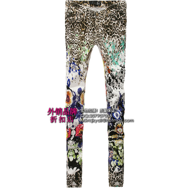 2012 fashion colorful print leopard print slim skinny low-waist pants pencil pants