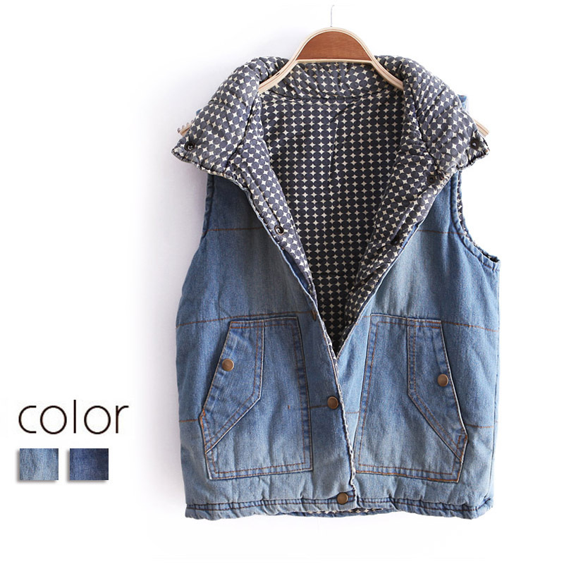 2012 fashion cotton-padded thickening denim vest outerwear ww2708