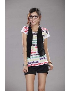 2012 Fashion Double Breast Paillette Embellished Vests Black free shipping