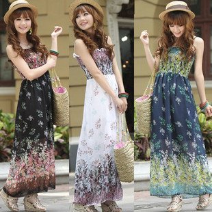 2012 fashion dress women chiffon dress bohemia Ankle-length dress  graceful skirt free shipping CW011