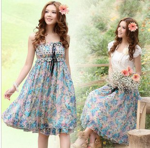 2012 fashion dress women chiffon dress bohemia style maxi dress tall waist graceful free shipping CW010