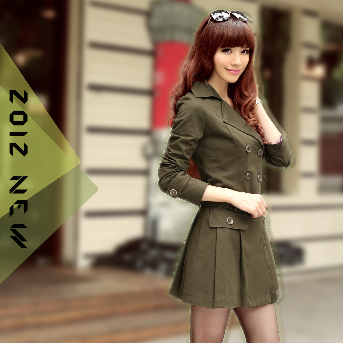 2012 fashion exquisite double breasted slim all-match skirt trench outerwear women's autumn