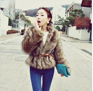 2012 fashion faux fur coat leather outerwear overcoat