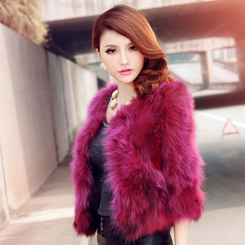 2012 fashion fur overcoat female short design raccoon fur outerwear overcoat