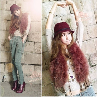 2012 fashion hot-selling ostracods wool tassel vest fur vest female