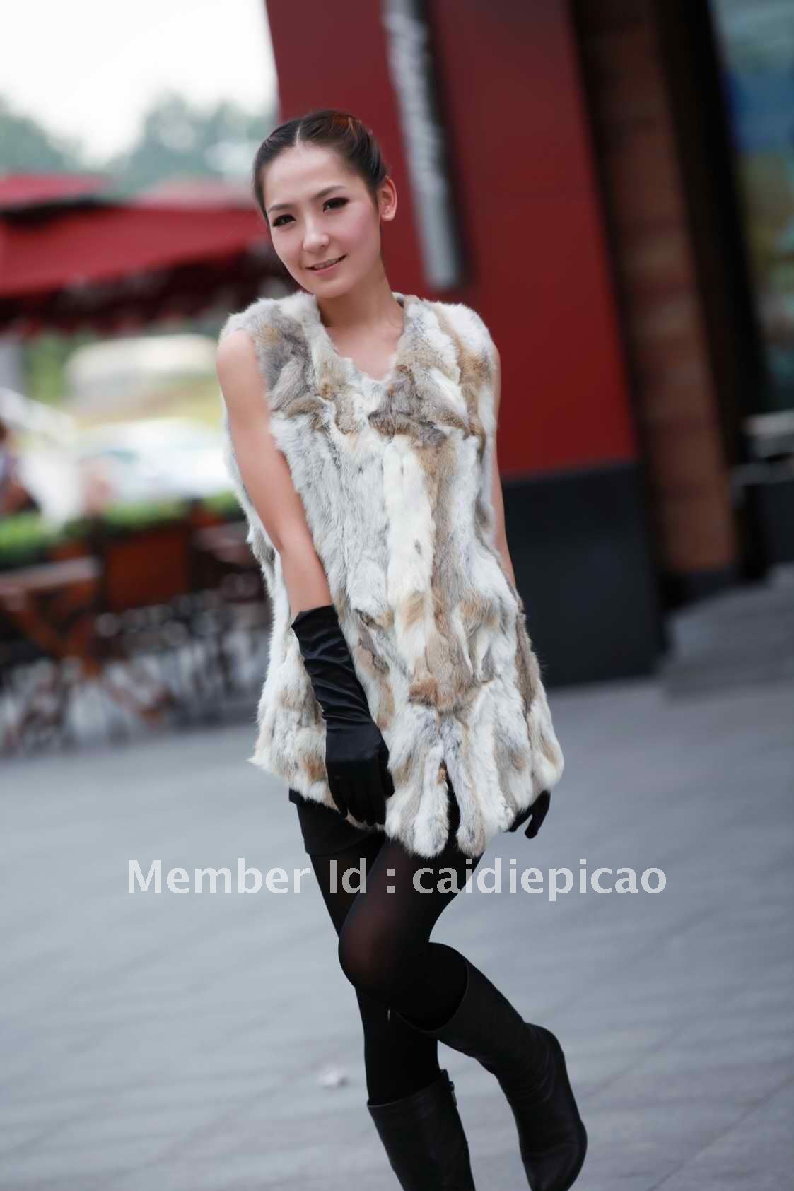 2012 Fashion item Guaranteed 100% real fur  free customer logo lady's rabbit fur vest