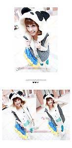 2012 Fashion Juniors Cute Cap Panda Ears Vest Hooded Zipper Sweater Coat Jacket