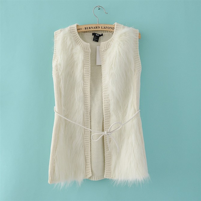 2012 fashion knitted wool vest thin belt cardigan female outerwear vest