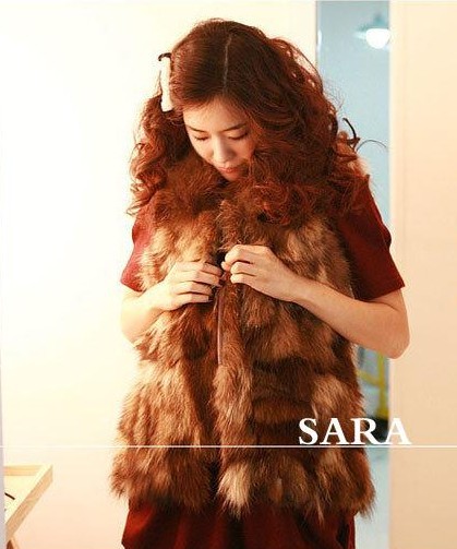 2012 Fashion Korean Style Lady Genuine Raccoon Dog Fur Waistcoat/Vest/Gilet  Free Shipping