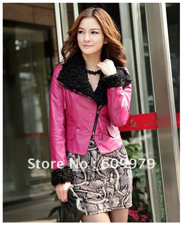 2012 Fashion Lady Lamb Fur Jacket FLL0137 Size of S, M, L, XL, XXL