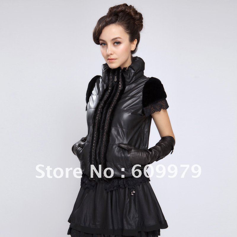 2012 Fashion Lady Lamb Fur Jacket with Short Sleeve FL00126 Size of S, M, L, XL,XXL