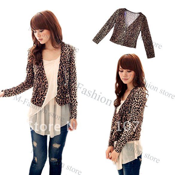 2012 Fashion Lady's Double-breasted Jacket New Women's Leopard Coat Free Shipping 5854