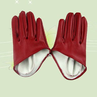 2012 fashion leather gloves with multi-color  women's half-palm PU gloves ,freesize,christmas gift