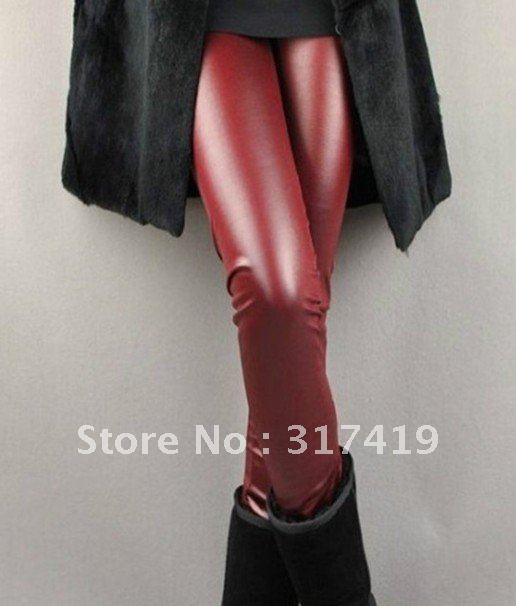 2012 Fashion Leather hot sell new  Ladies Shiny Tights Leggings Pants,Stretch Trousers For Women,5 Colors+Free Shipping