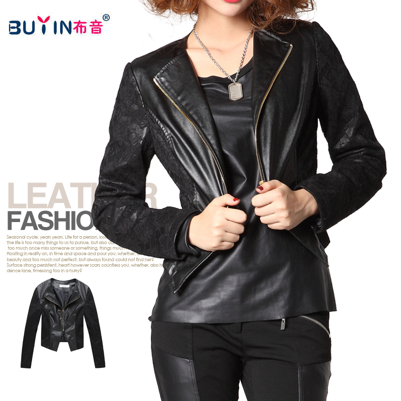 2012 fashion motorcycle PU clothing short design female jacket slim coat