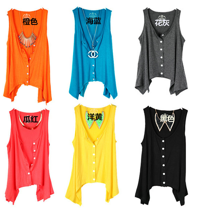 2012 fashion multicolour irregular cardigan candy color loose vest coat