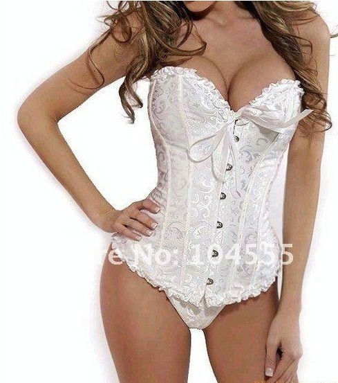 2012 Fashion New Sexy Lace up Steel Bustier G-String Corset Lingerie Underwear Sleepwear Black