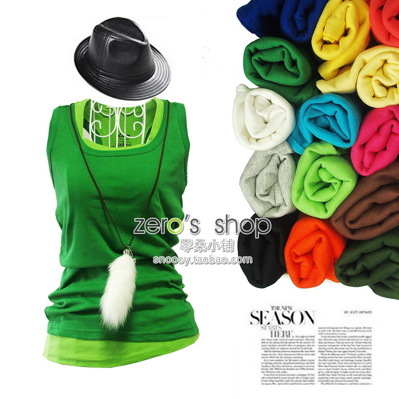 2012 fashion normic all-match autumn vintage slim all-match basic candy solid color cotton tank