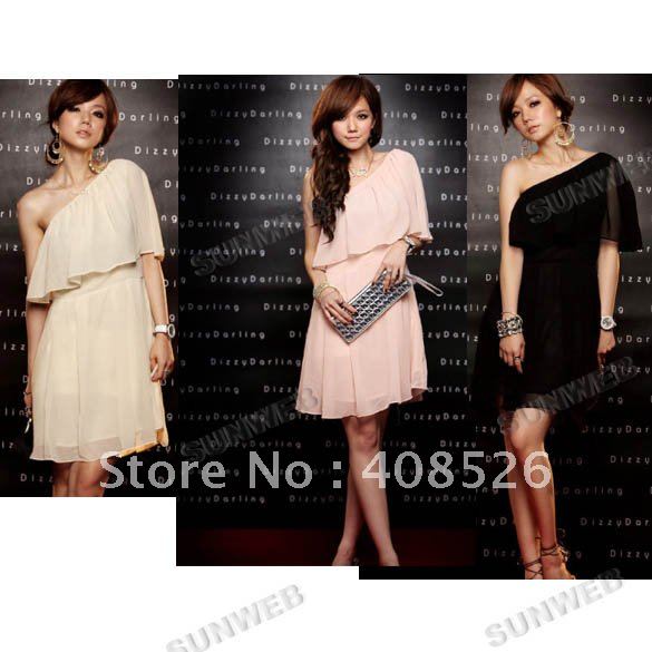 2012 fashion NWT Women's new Off Shoulder Chiffon Mini Dress free shipping 5204