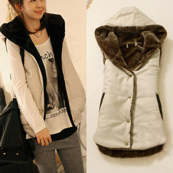 2012 fashion plus velvet cotton thermal women's medium-long with a hood berber fleece vest vest