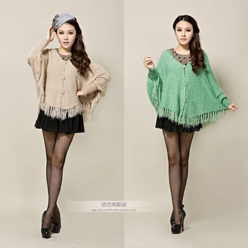 2012 fashion poncho series women's sweater plus size tassel shirt