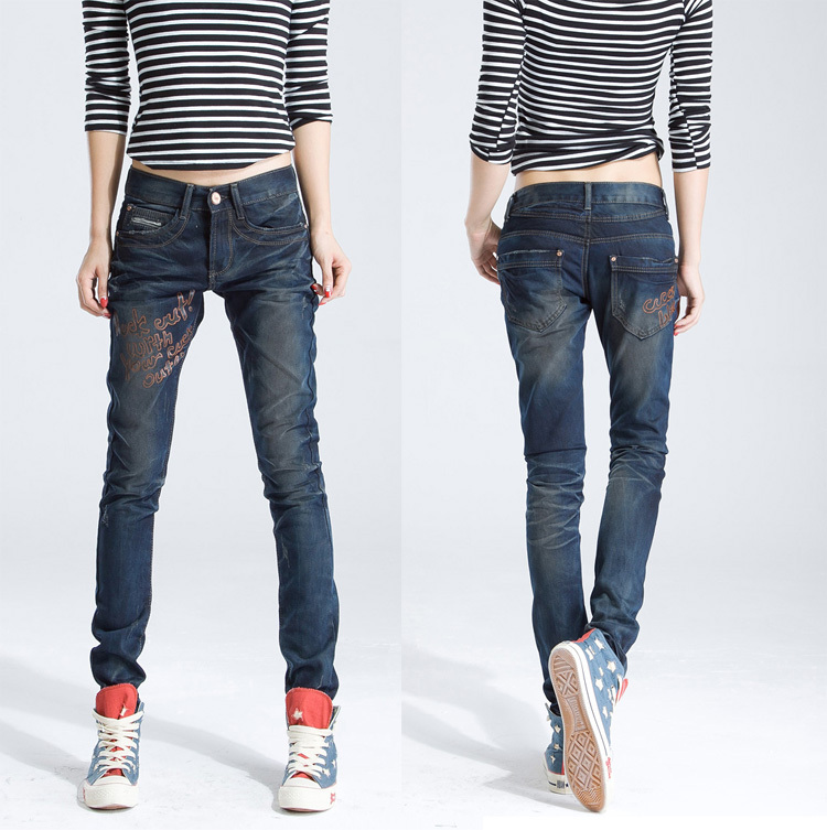 2012 fashion print jeans female straight loose harem pants trousers