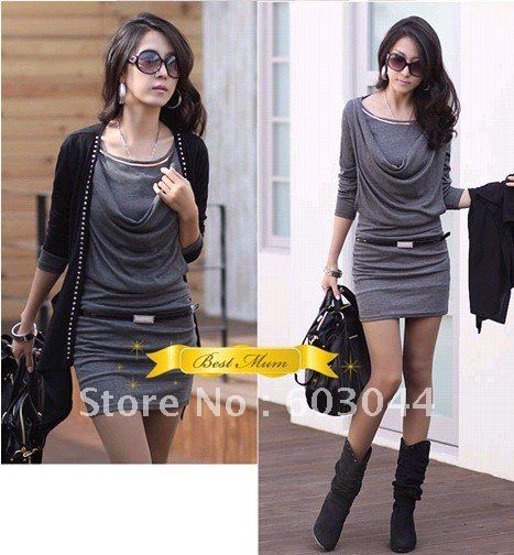 2012 FASHION SEXY SLIM WOMAN DRESS+WOMAN TIGHT ONE PIECE DRESS+AUTUMN/WINTER MINI SKIRT WITH LONG SLEEVE+FREE SHIPPING(1PC)DD393