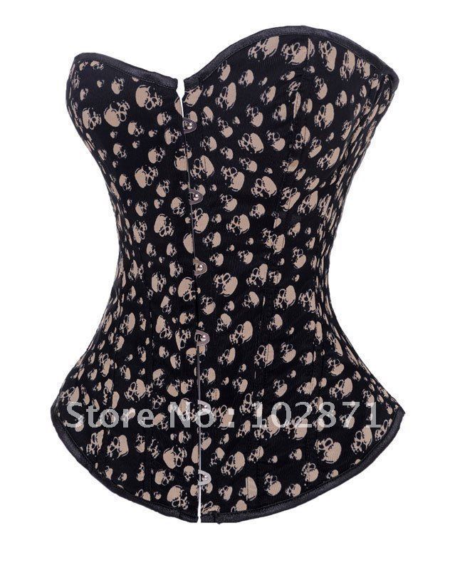 2012 Fashion sexy underwear for ladies' Skull Printed Pattern Corset Color: black Free Shipping