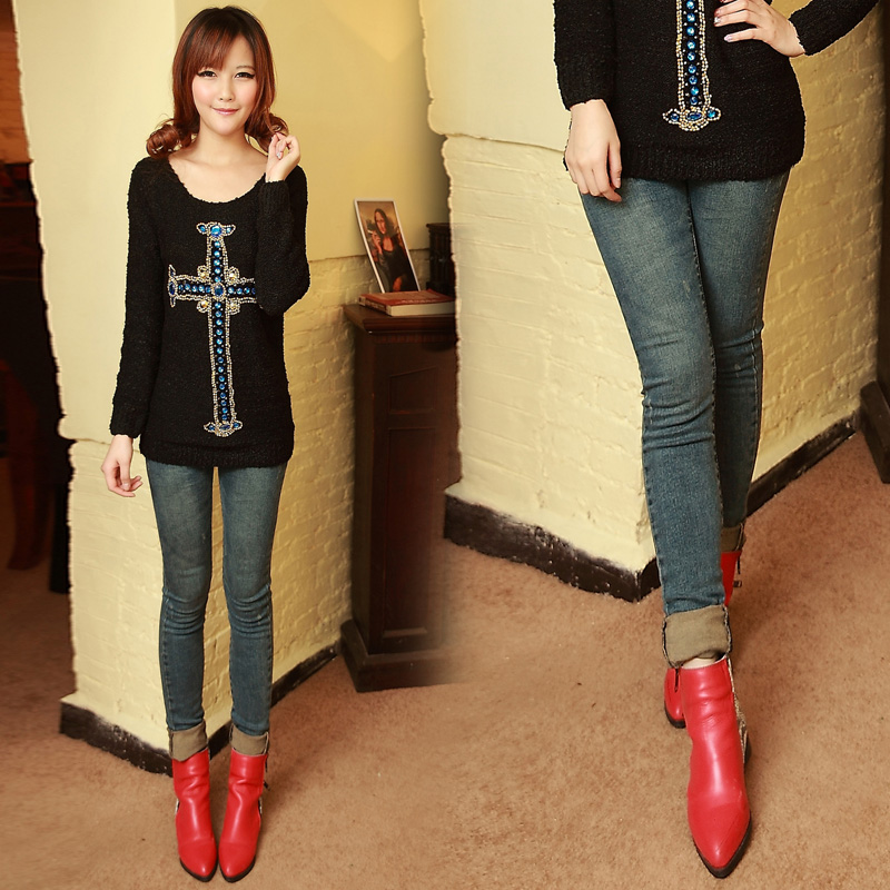 2012 fashion slim skinny jeans cat's claw water wash skinny jeans pants