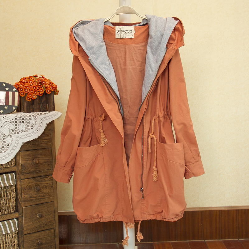 2012 fashion slim waist with a hood long-sleeve trench women's medium-long spring and autumn outerwear