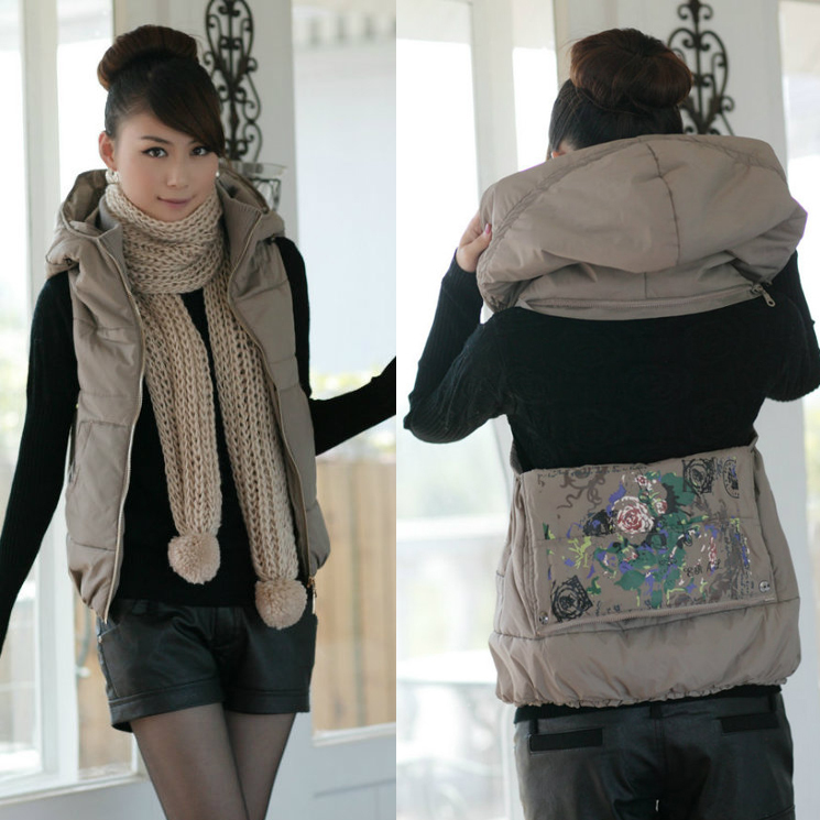 2012 fashion slim women's female vest outerwear with a hood cotton vest