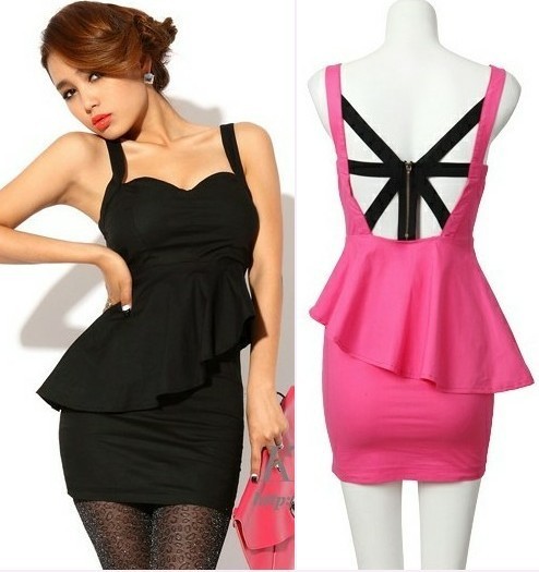 2012 fashion star sexy ruffle low-cut racerback spaghetti strap one-piece dress dress