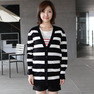 2012 fashion stripe maternity outerwear knitted maternity cardigan autumn long-sleeve top