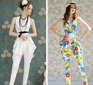 2012 fashion summer female harem pants hot sale bodysuit sleeveless high waist jumpsuit